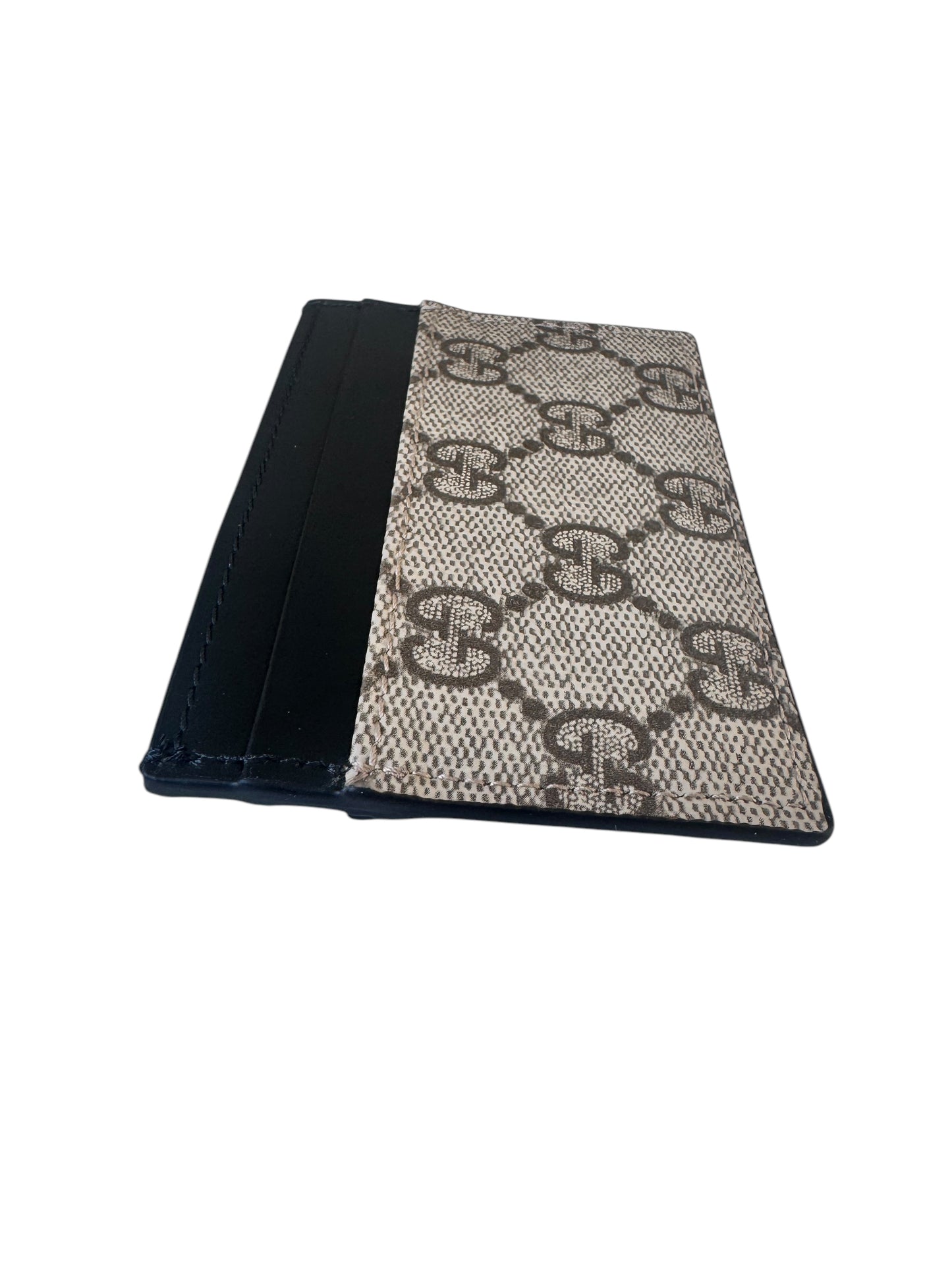Gucci Supreme Coated Canvas/Leather Cardholder (Black/Beige)
