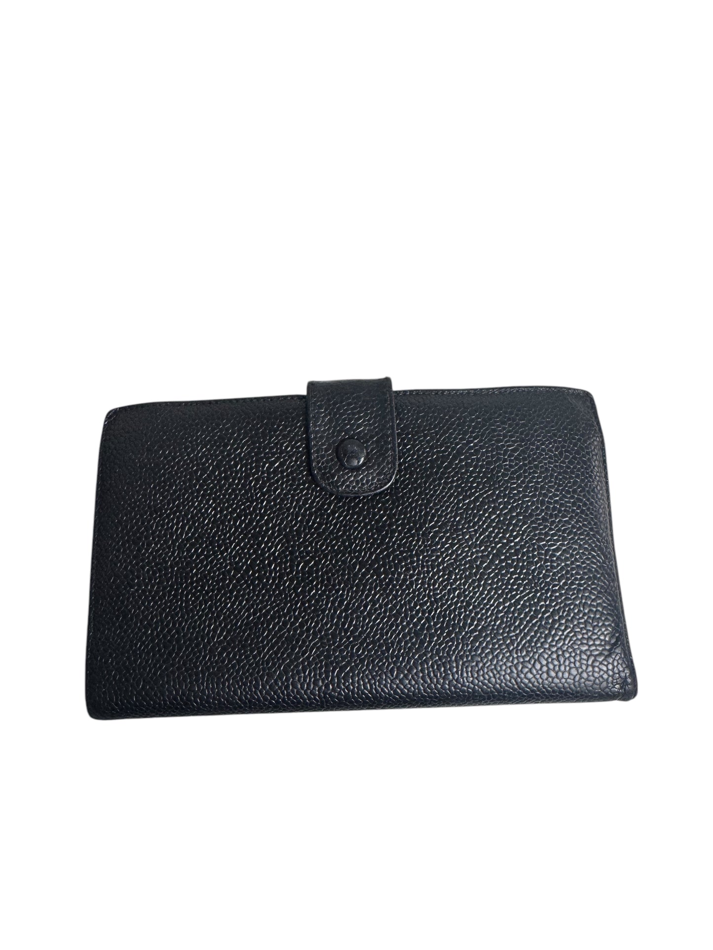 Chanel Caviar Leather Timeless Kisslock Bi Fold Wallet - Black 1994-1996