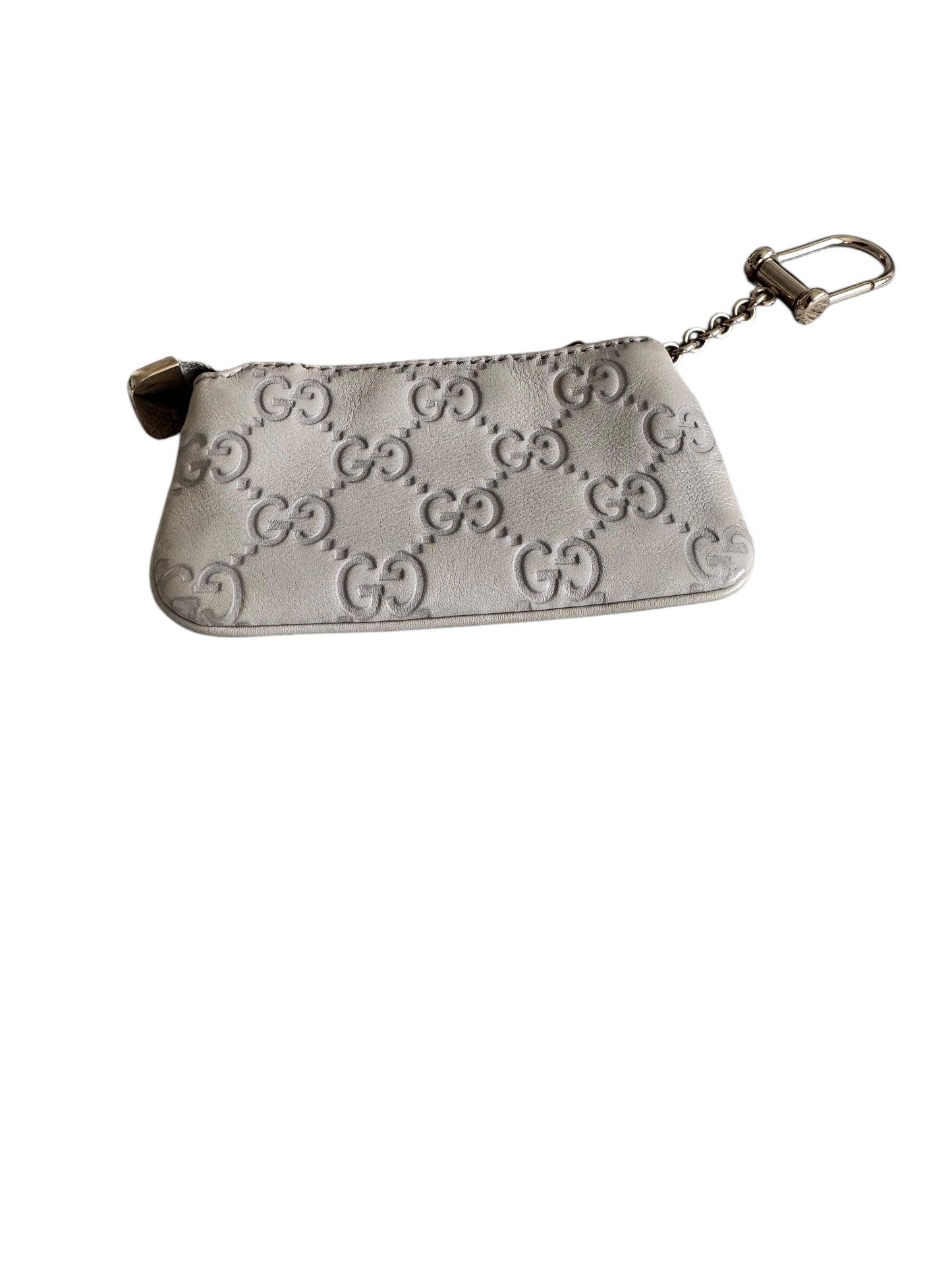 Gucci Leather Embossed Emblem Key Case (Ivory)