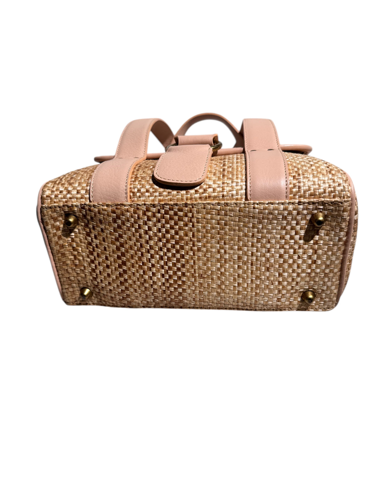 Chloe Raffia/Leather Top Handle Bag