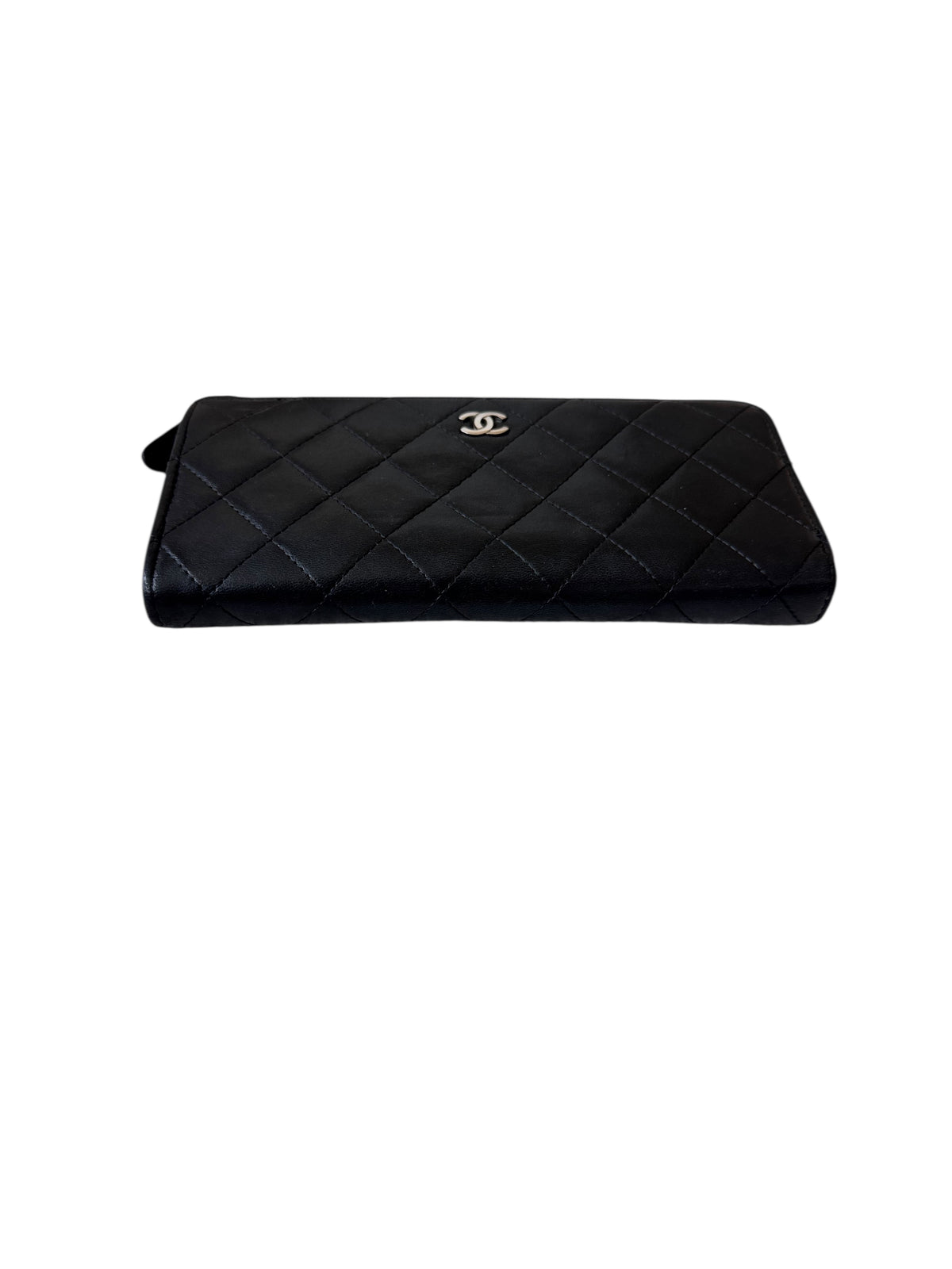 Chanel Lambskin Leather Quilted Zip Wallet (Black) 2013-2014
