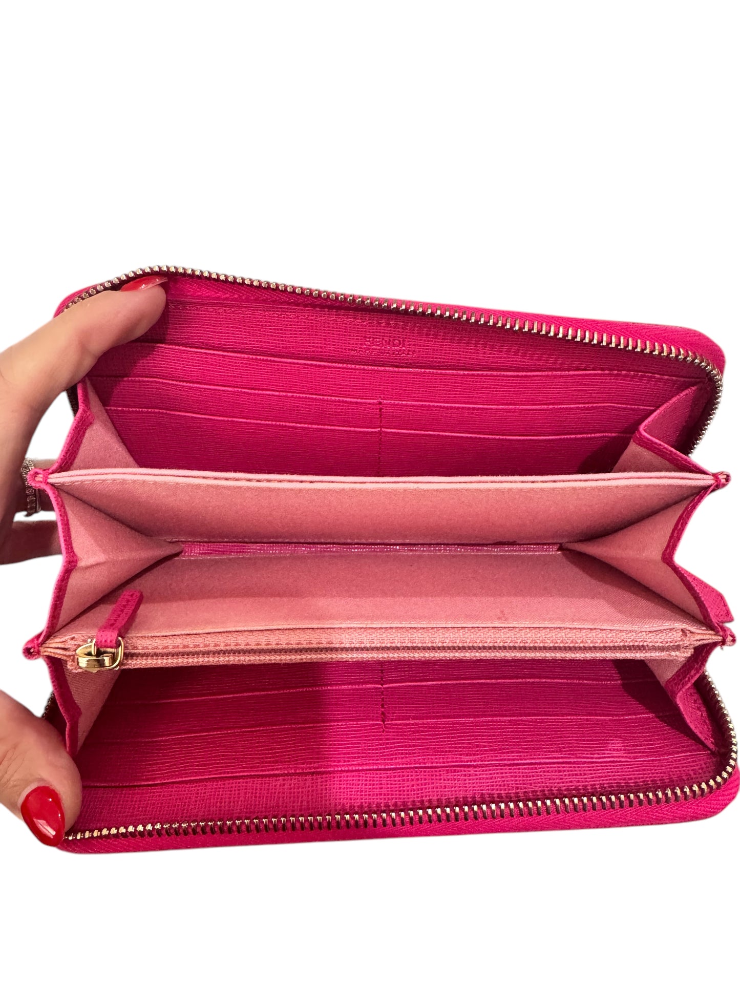 FENDI Zucca Spalmati Vitello Elite Zip Around Wallet