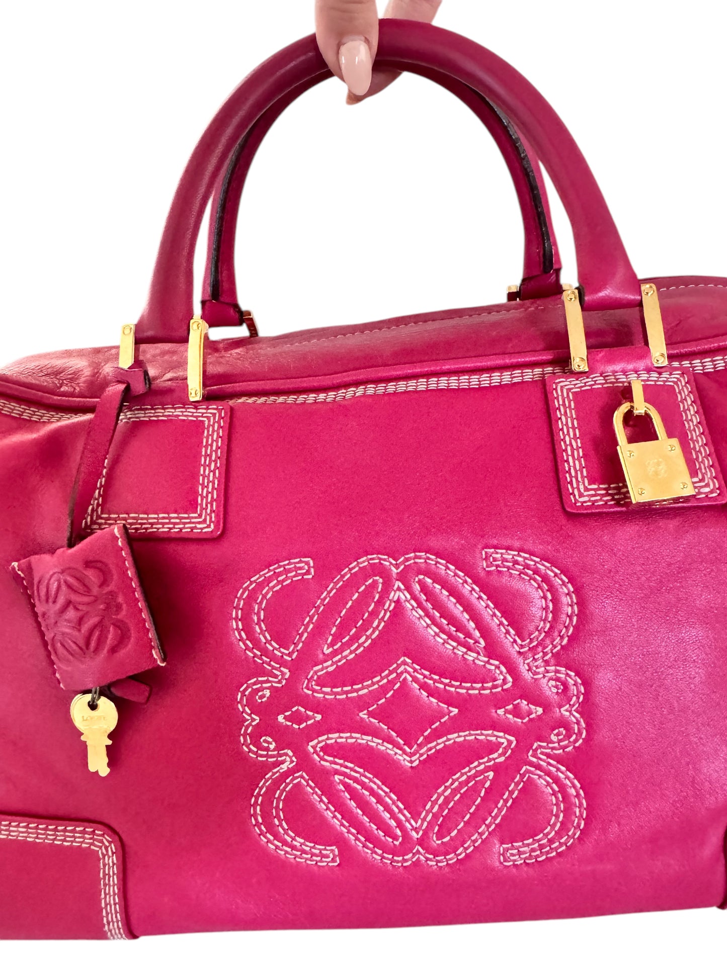 Loewe Anagram Amazona 35 Boston Bag (Pink)
