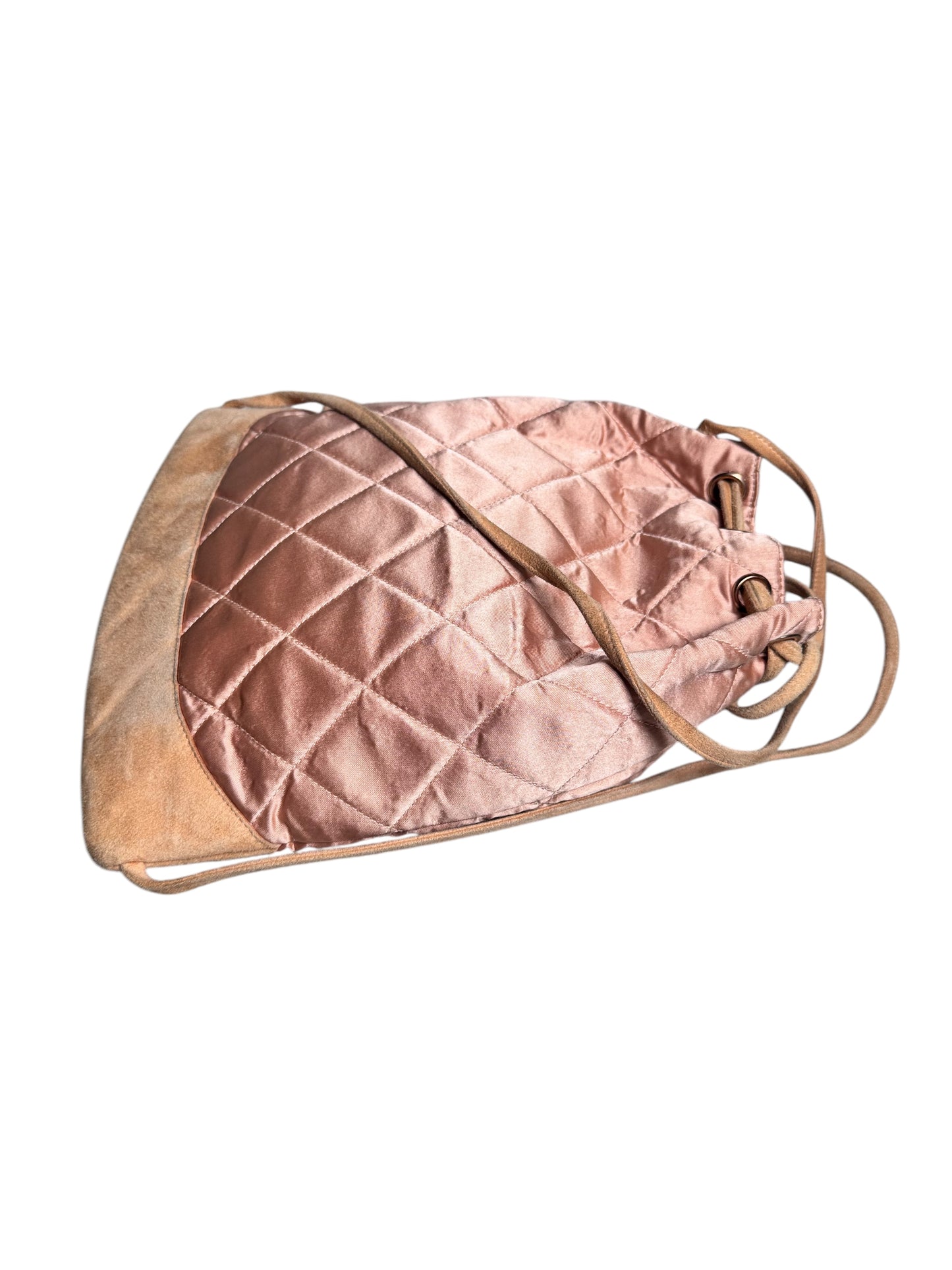 Chanel Satin Suede Quilted Drawstring Backpack