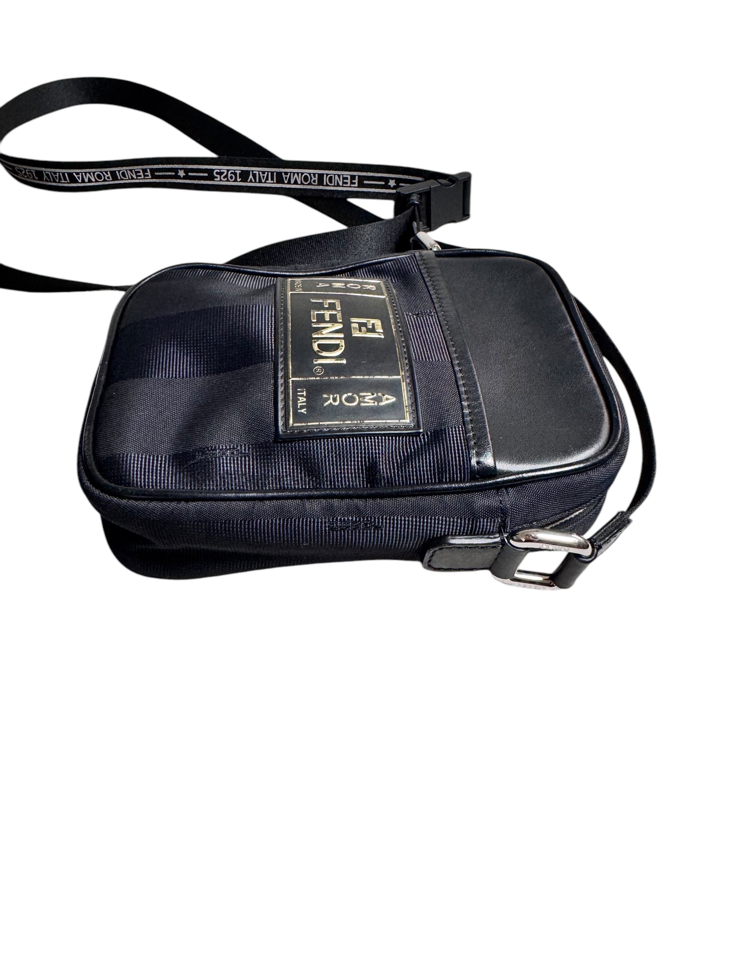 Fendi Vitello Century Pequin Logo Plate (Nylon/Leather)