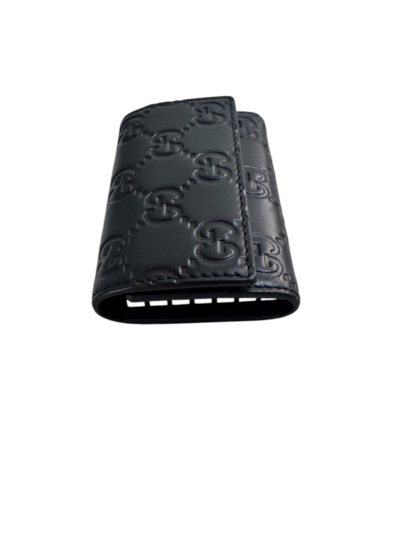 GUCCI Guccissima Leather 6 Rings Key Holder - Black