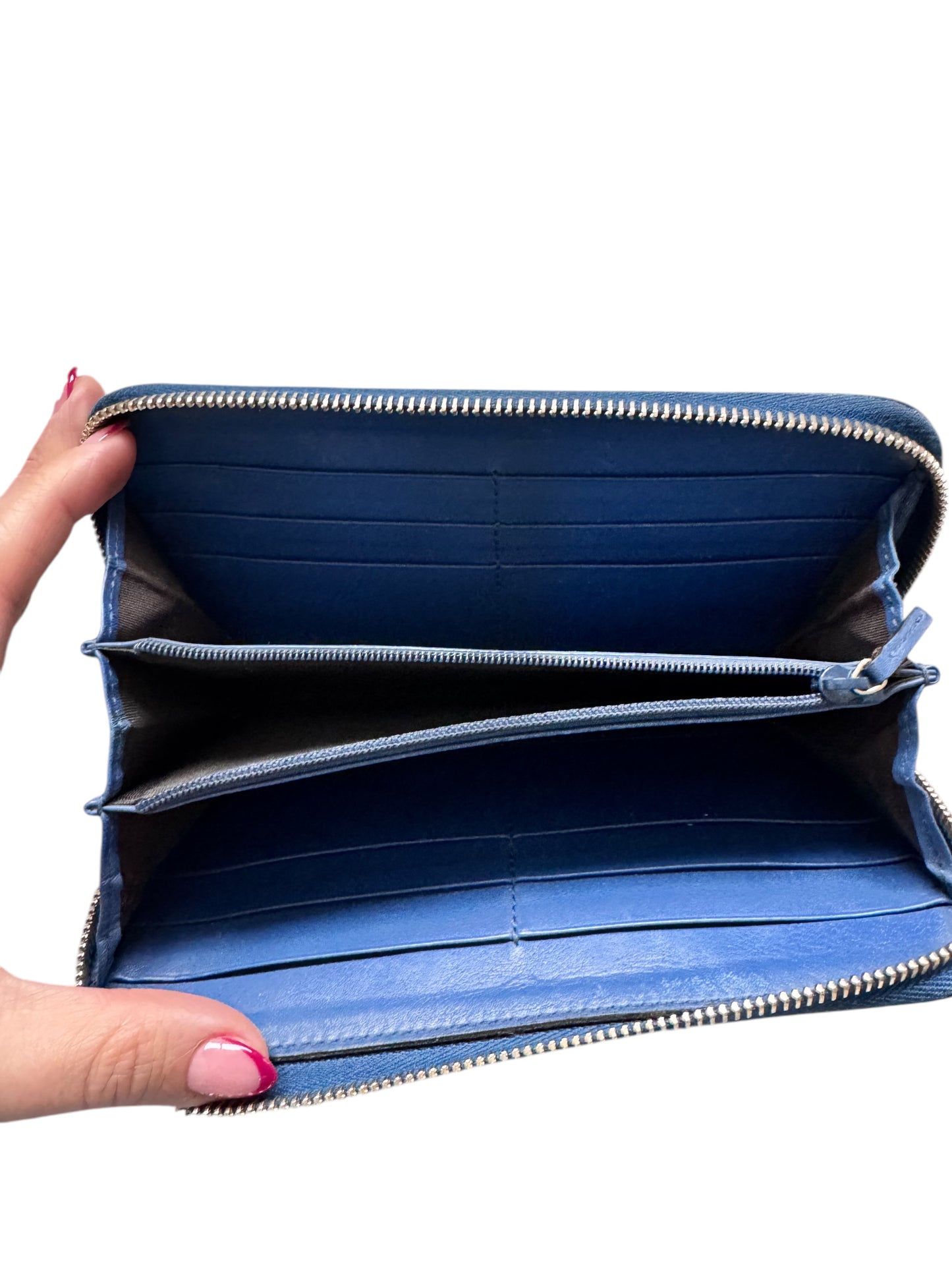Gucci Micro Guccissima Zip Around Long Wallet - Blue