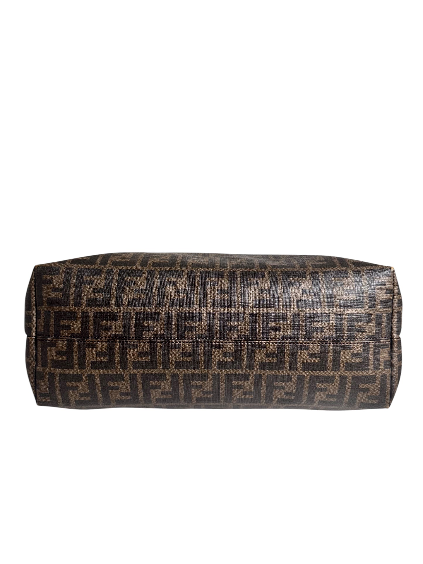Fendi Coated Canvas Zucca Spalmati Embroidered Roll Tote *RARE*