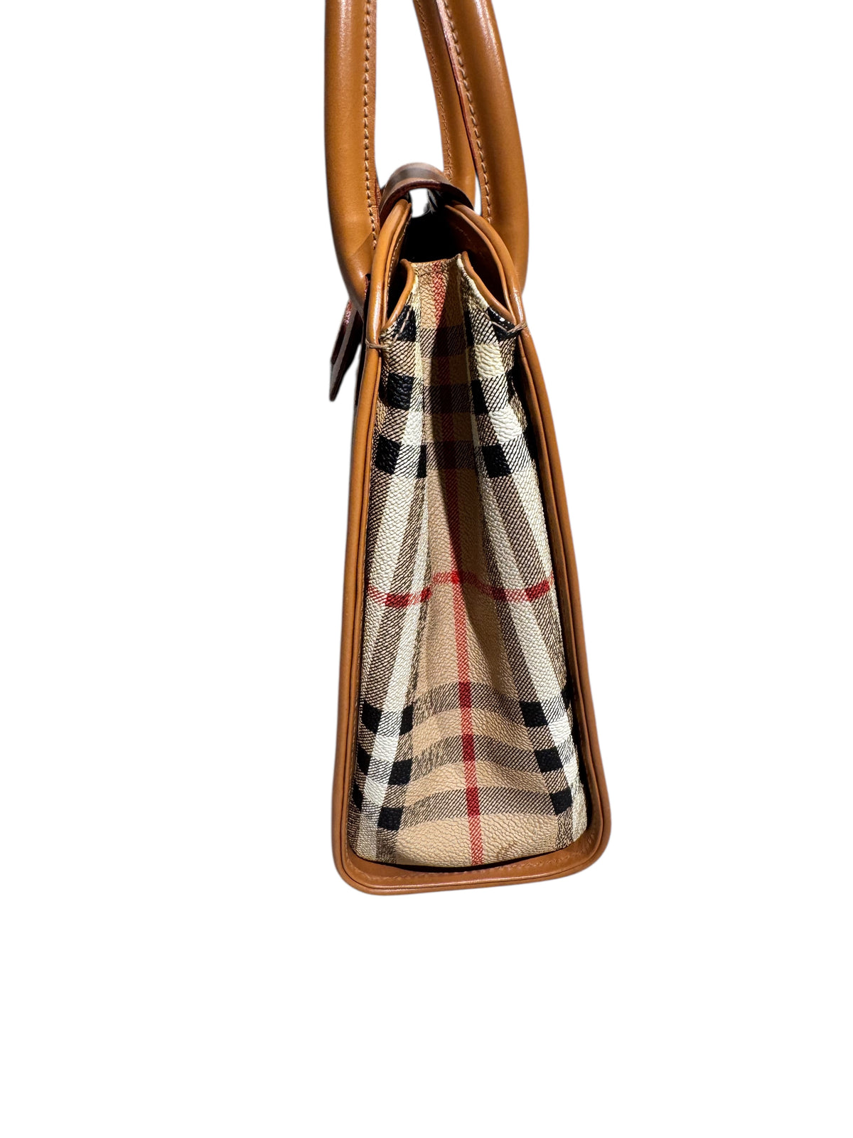 Burberrys Canvas Vintage Nova Check Top Handle Bag