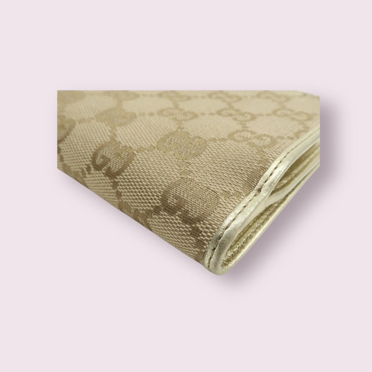 Gucci GG Abbey Line D Ring Compact Wallet (Gold/Beige)