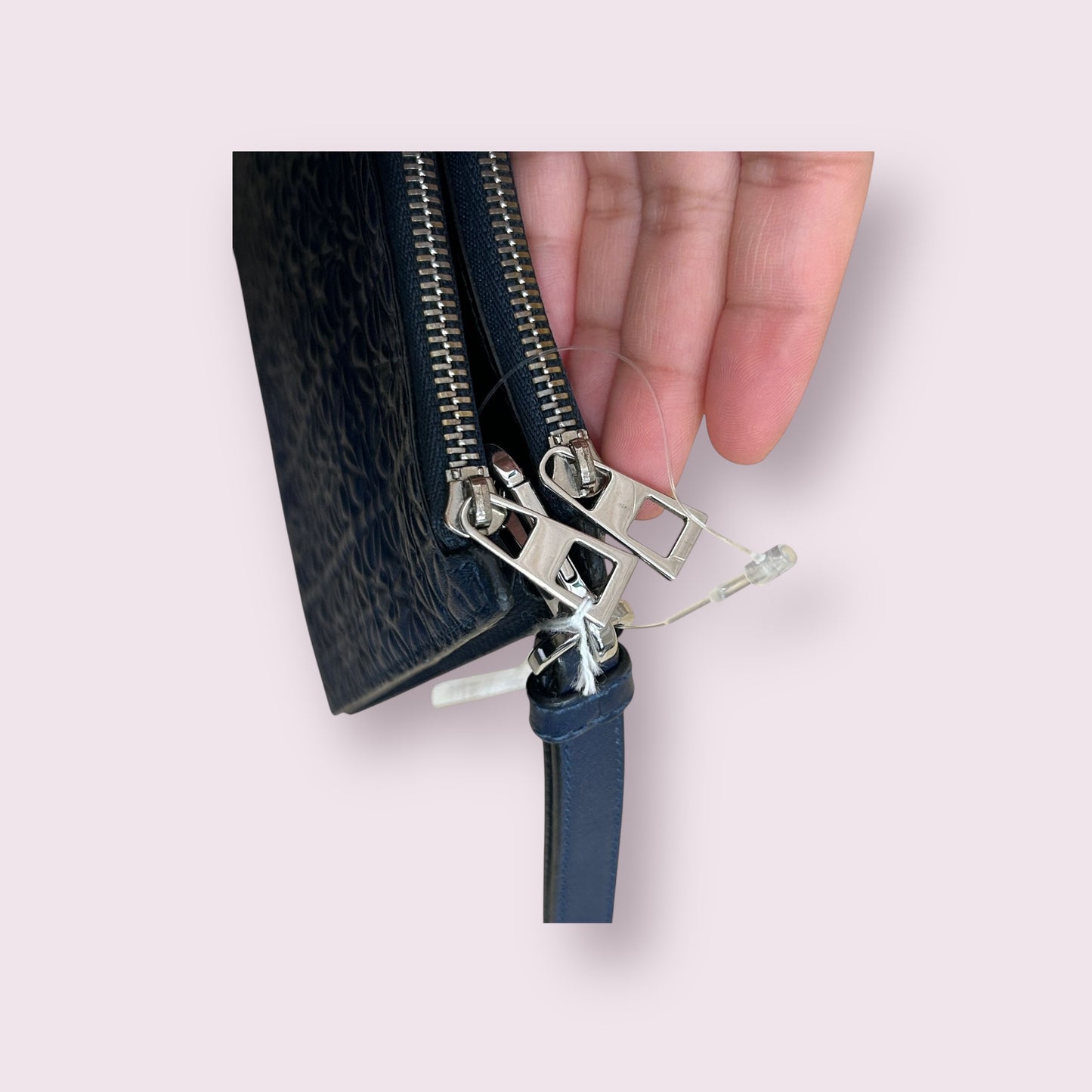 Loewe Calfskin Leather Anagram Double Flat Pouch (Navy)