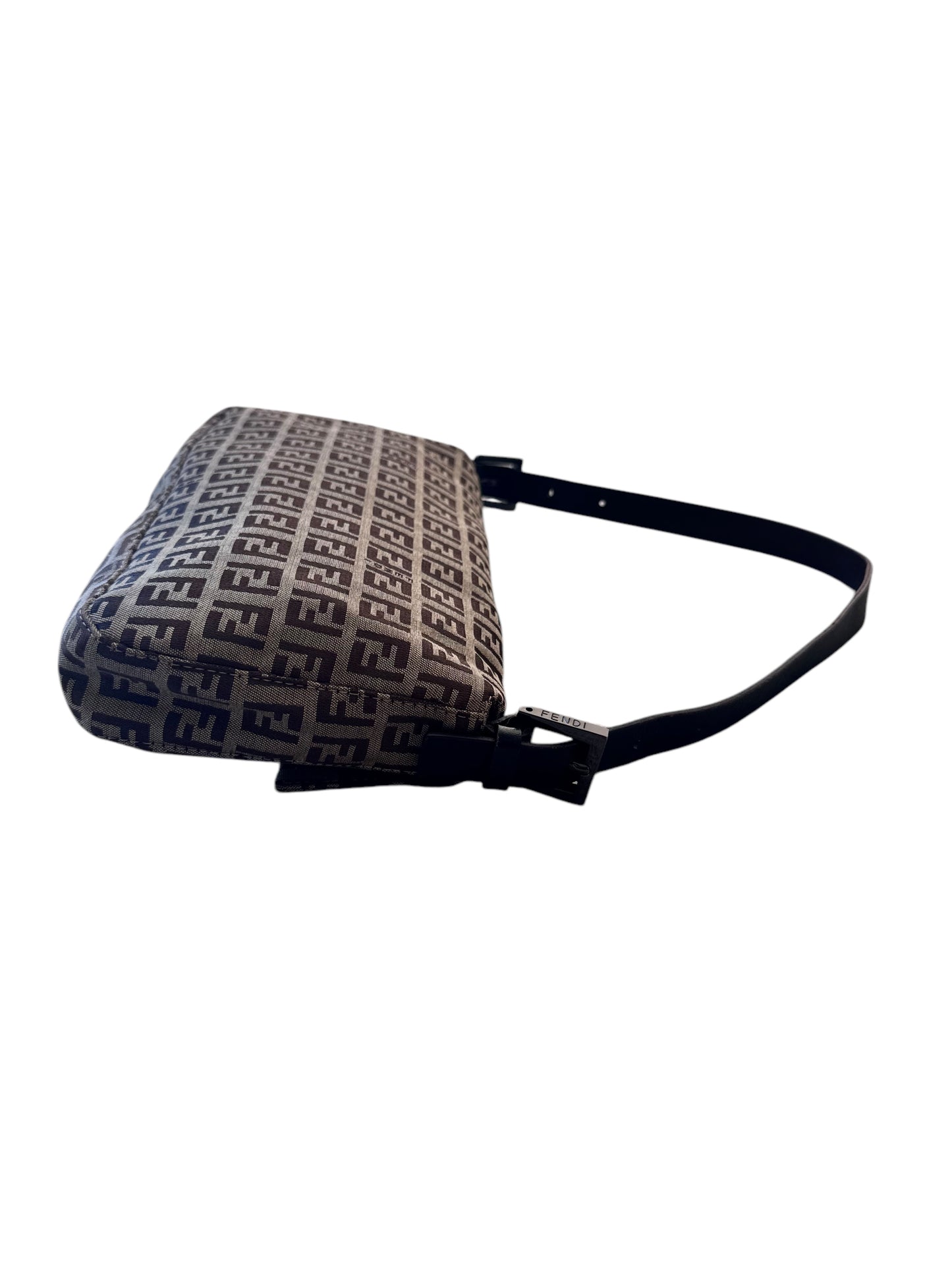 Fendi Zucchino Baguette Shoulder Bag in Brown Canvas