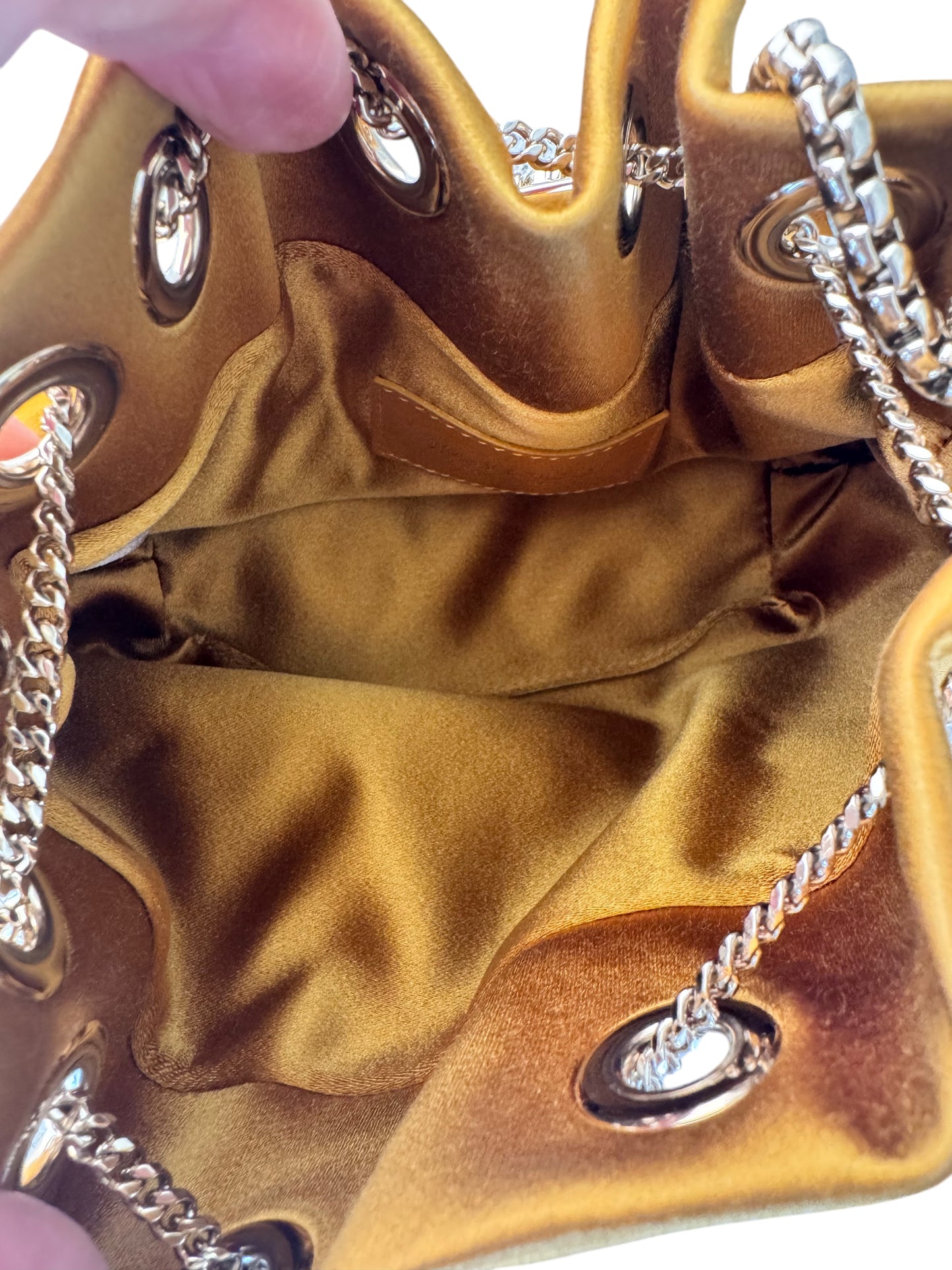 Jimmy Choo Satin Bijou BonBon Bucket Bag Chain