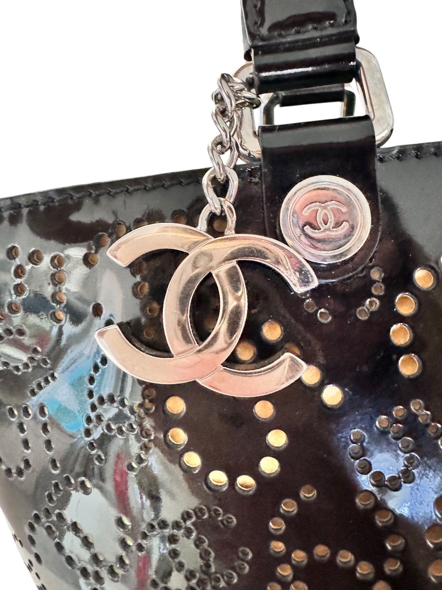 Chanel Perforated No 5 Coco Mark Punching Bag Patent Leather 2005-2006