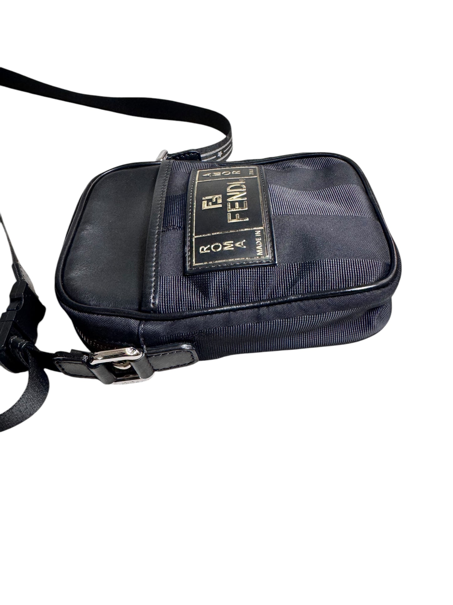 Fendi Vitello Century Pequin Logo Plate (Nylon/Leather)
