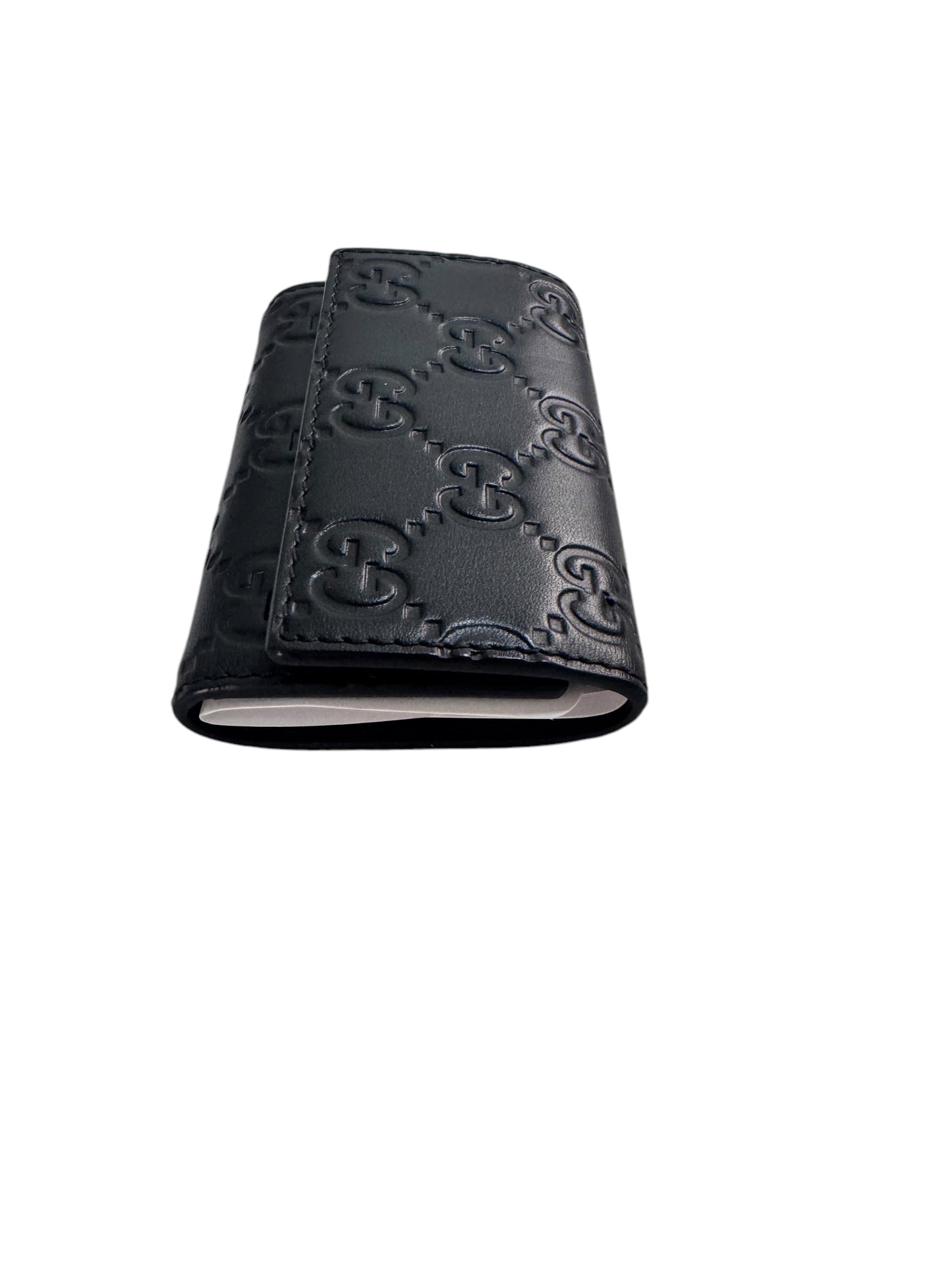 GUCCI Guccissima Leather 6 Rings Key Holder - Black