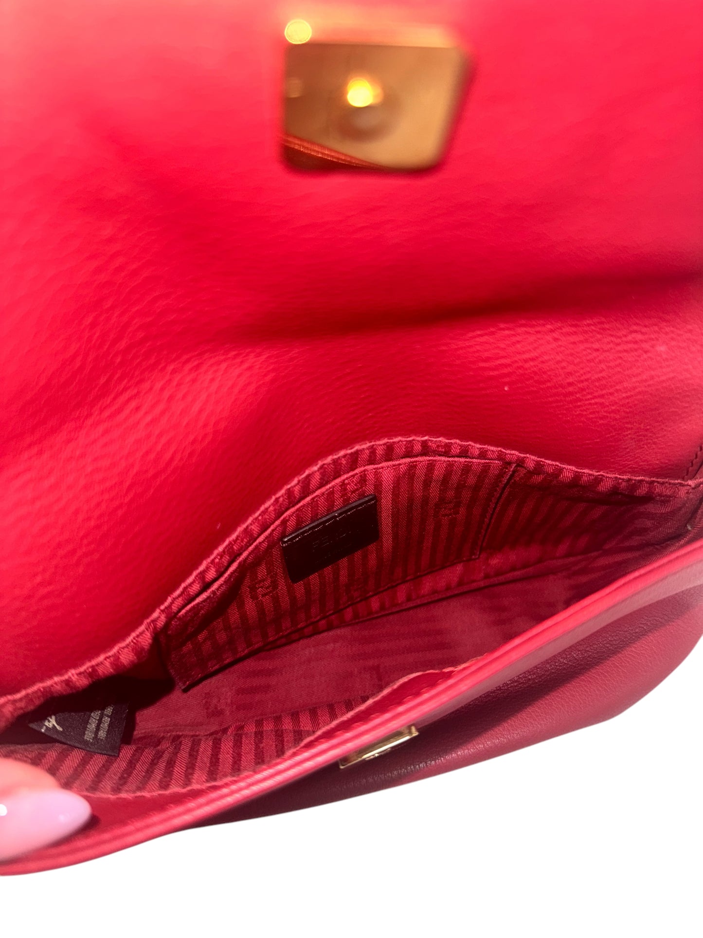 Fendi Leather Vitello Dolce Fendista Pochette Crossbody