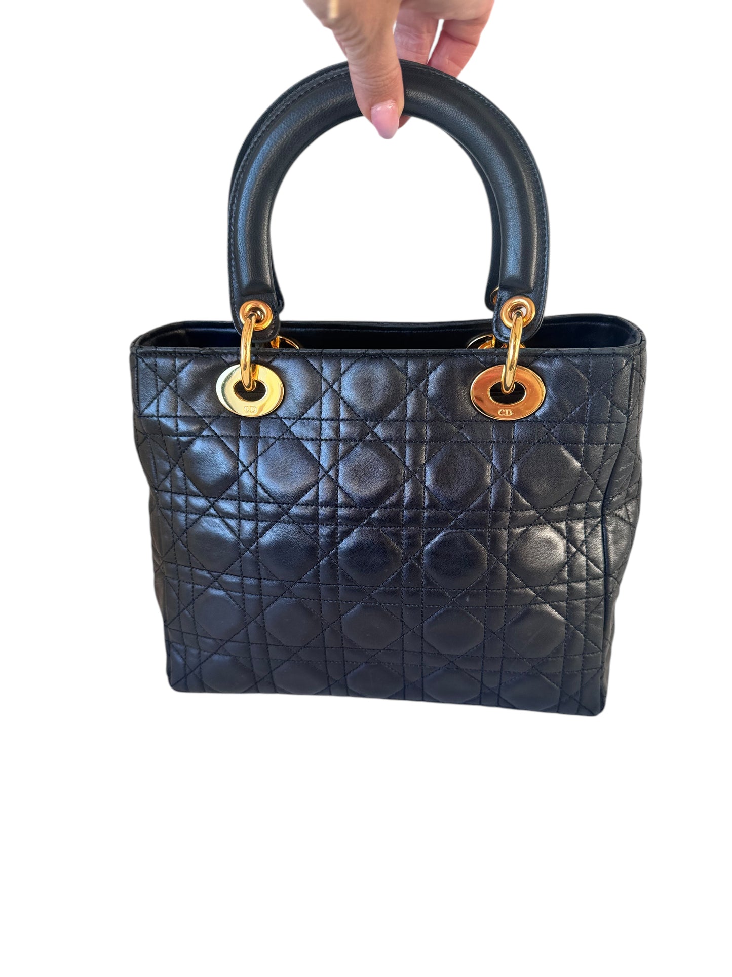 Christian Dior Leather Vintage Lady Dior Cannage Black