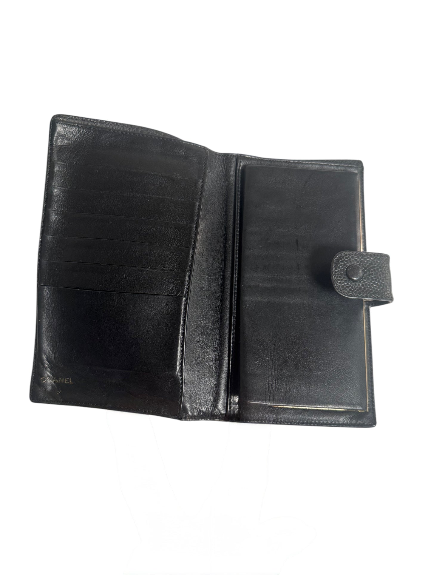 Chanel Caviar Leather Timeless Kisslock Bi Fold Wallet - Black 1994-1996