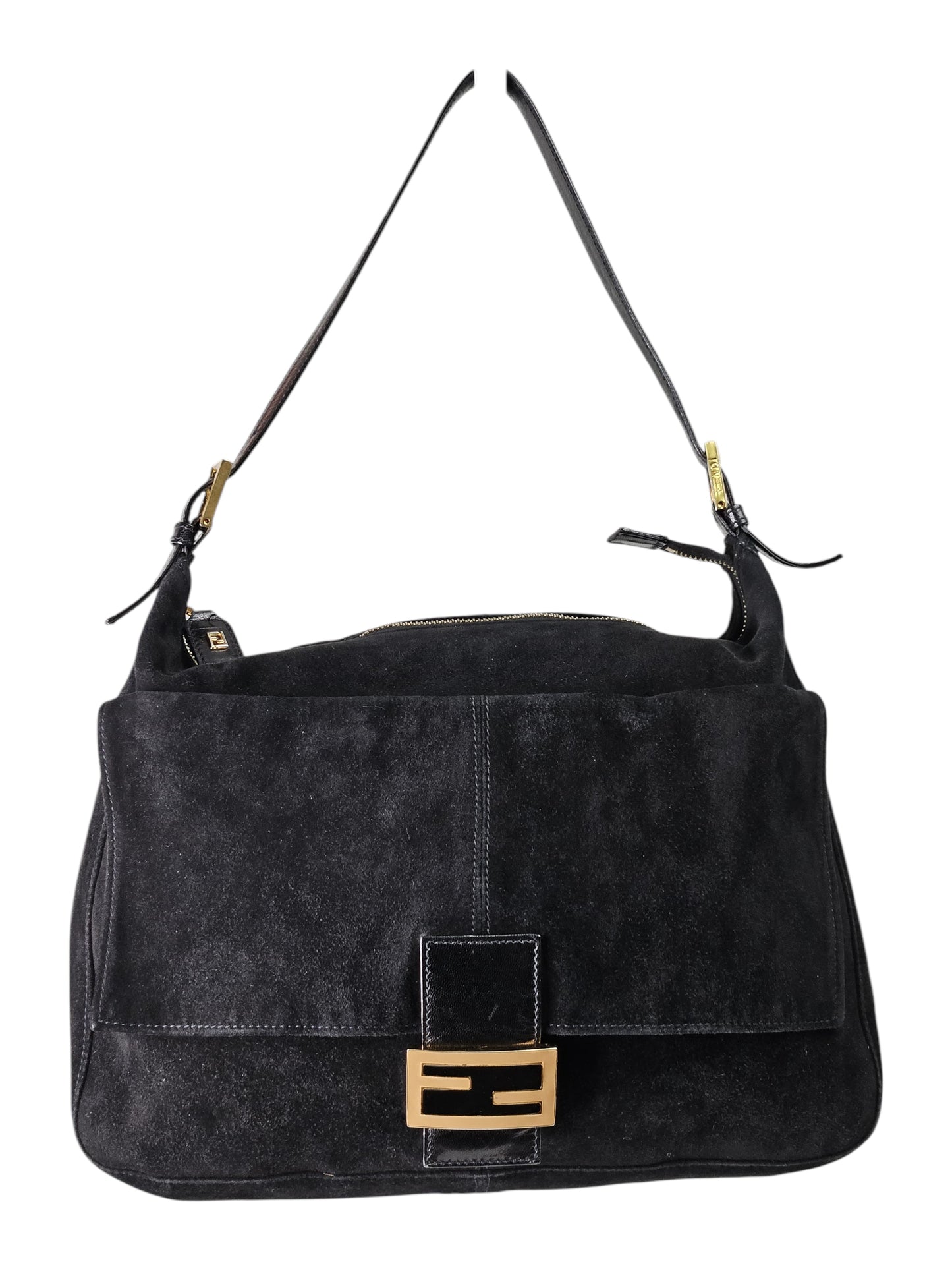 Fendi Suede Leather Shoulder Bag (Gold Hardware)