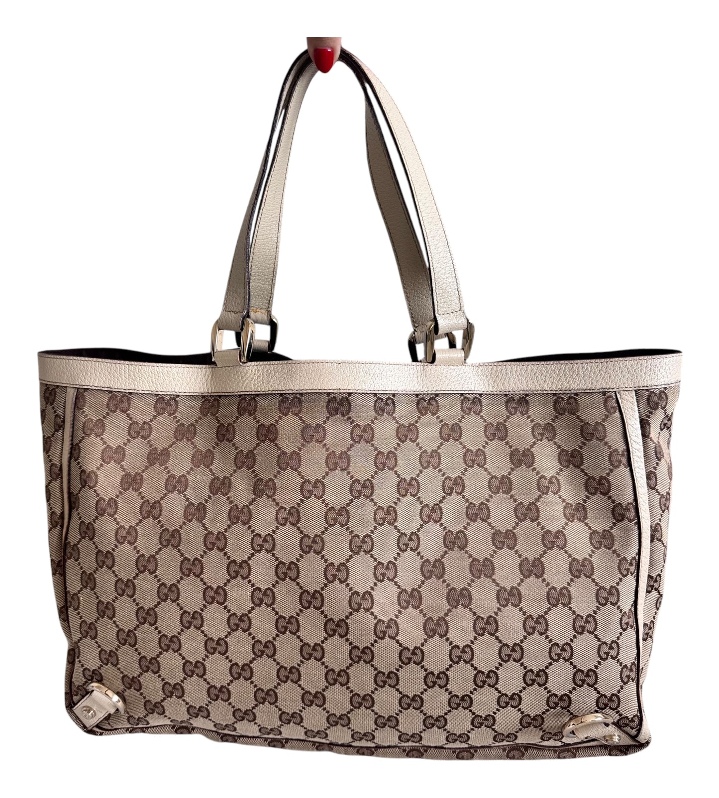 Gucci Abbey Line D Ring Tote Bag (Beige)