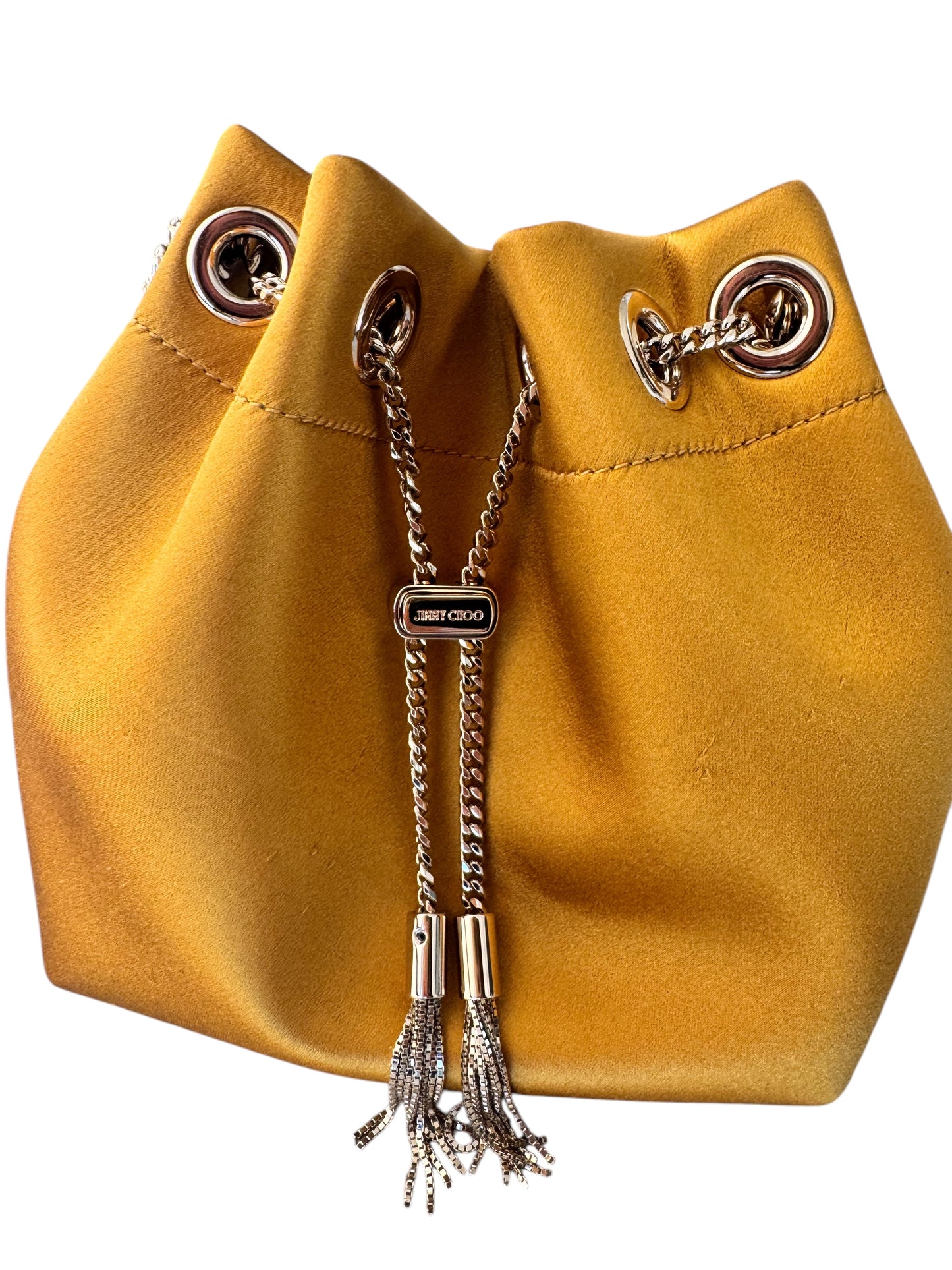 Jimmy Choo Satin Bijou BonBon Bucket Bag Chain