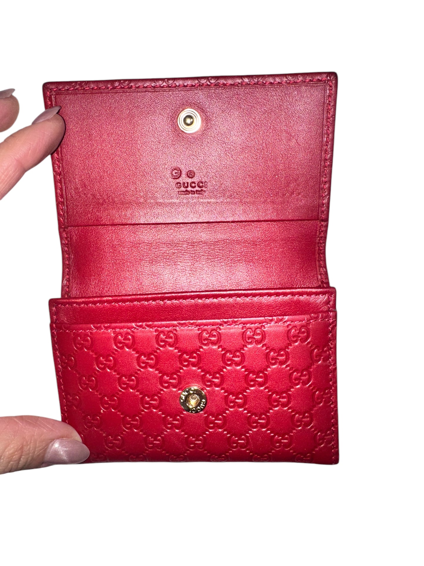 Gucci Microguccissima Pattern Leather Compact Wallet (Red)
