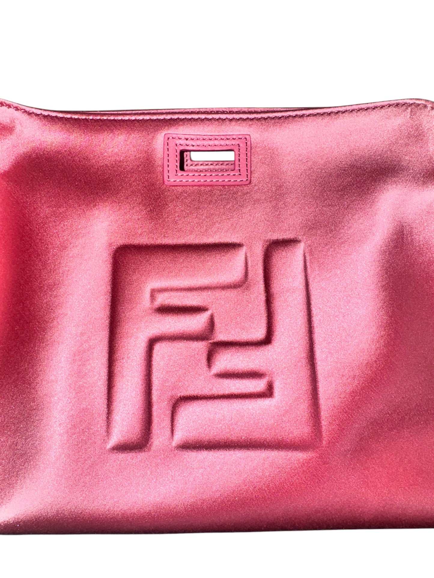 Fendi Peekaboo Small Defender Satin Clutch (Pink)