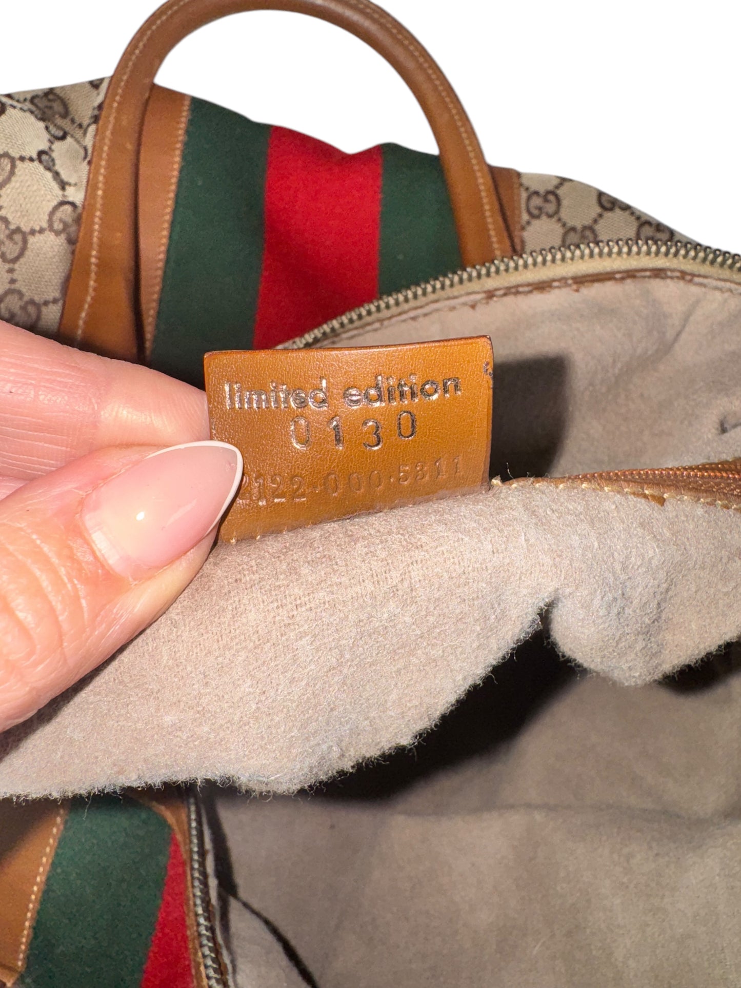 GUCCI Sherry Line GG Canvas Beige Large Duffle Bag