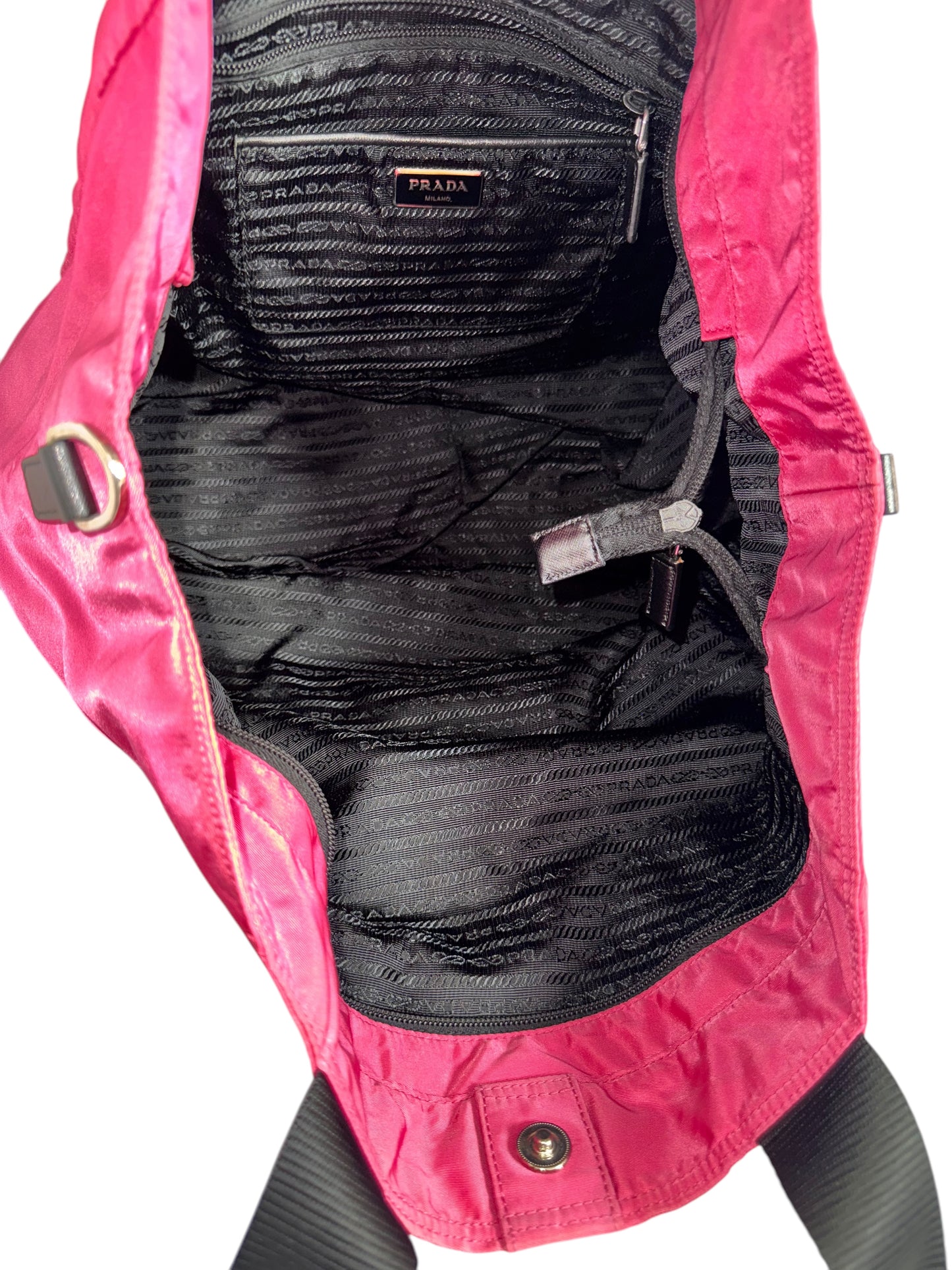 Prada Medium Nylon Tote 2 way Pink/Black