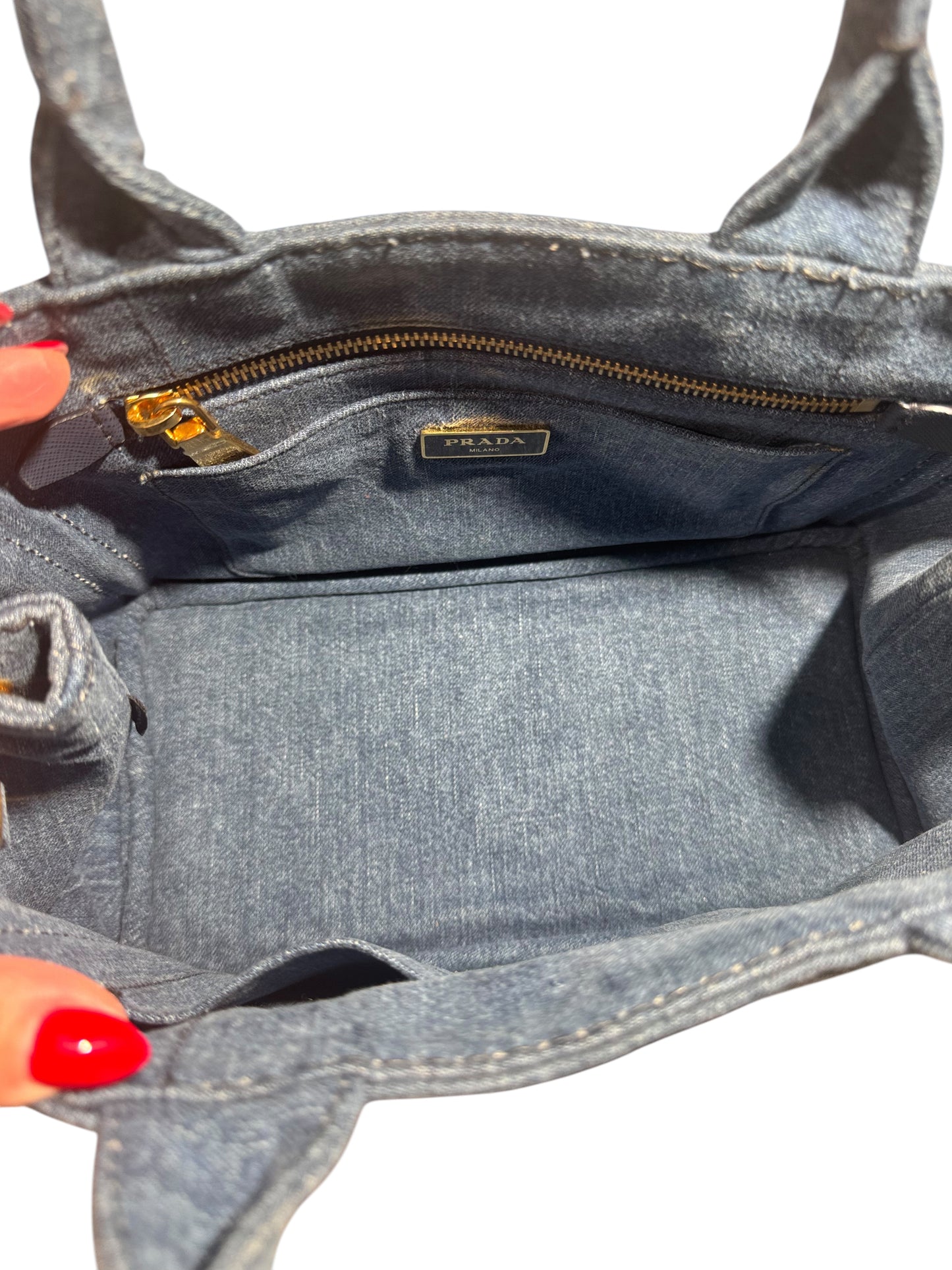 Prada Denim Canapa 2way Tote Blue