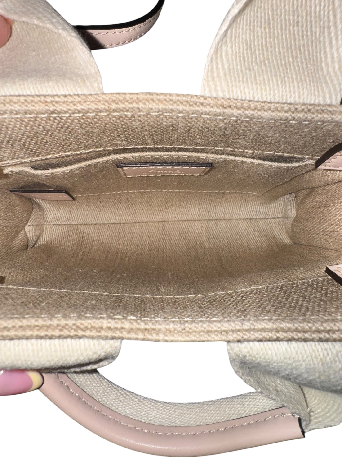 Chloe Linen & Leather Mini Woody Tote Bag