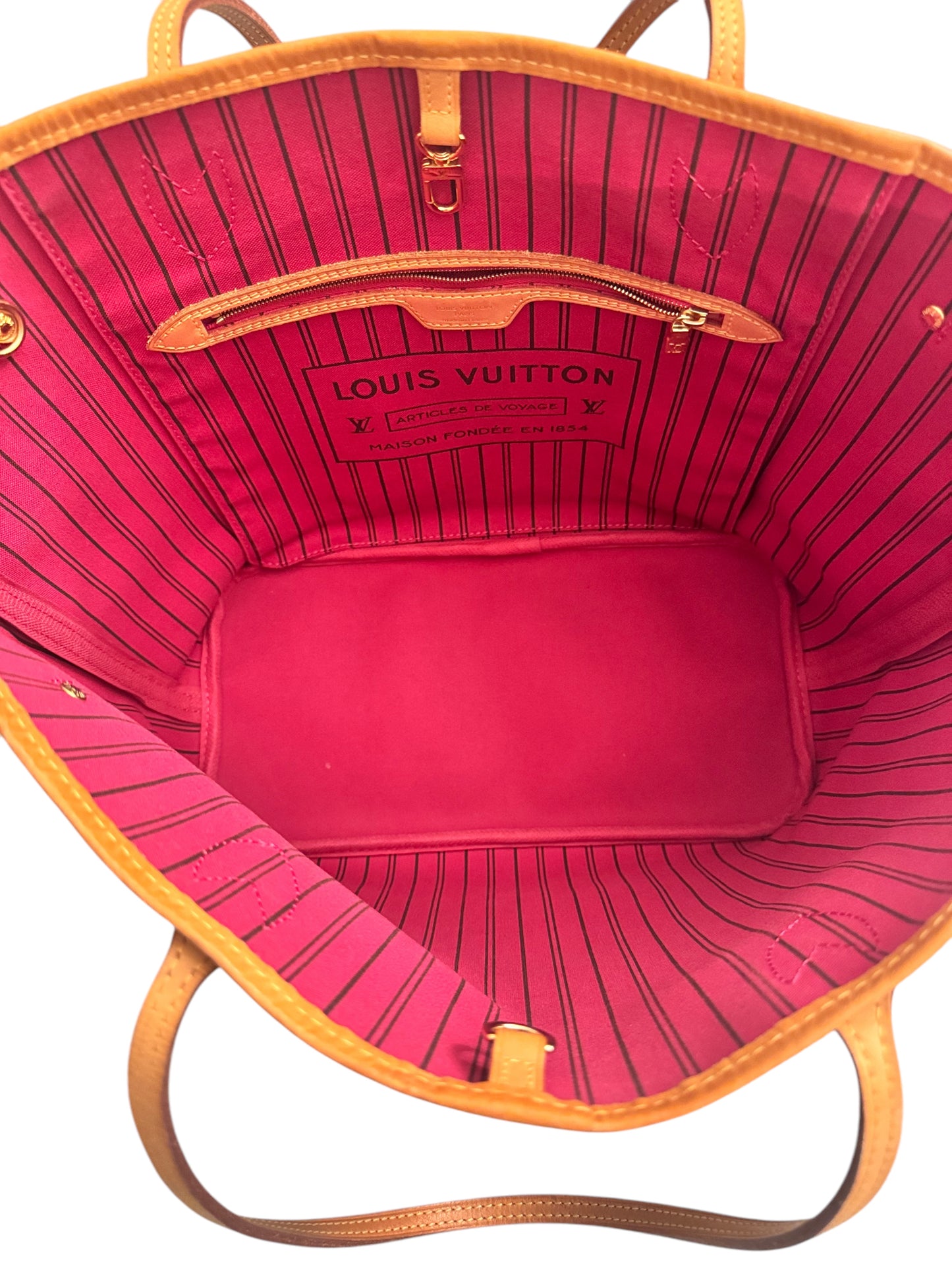 Louis Vuitton Monogram Canvas Neverful MM Fuschia Interior 2018