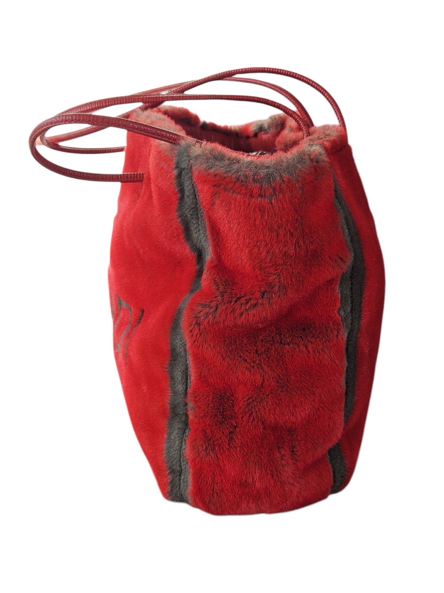 Fendi Roll Bag Faux Fur Tote (Red)