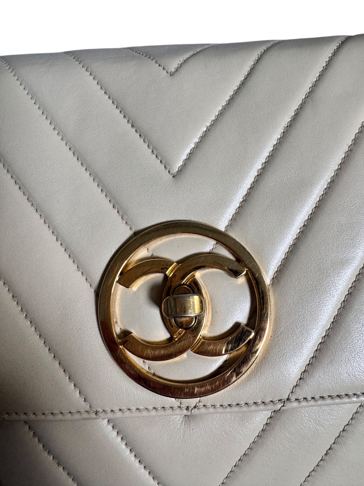 Chanel Lambskin V-shaped Stitch Shoulder Bag *REPAINTED* 1991-1994