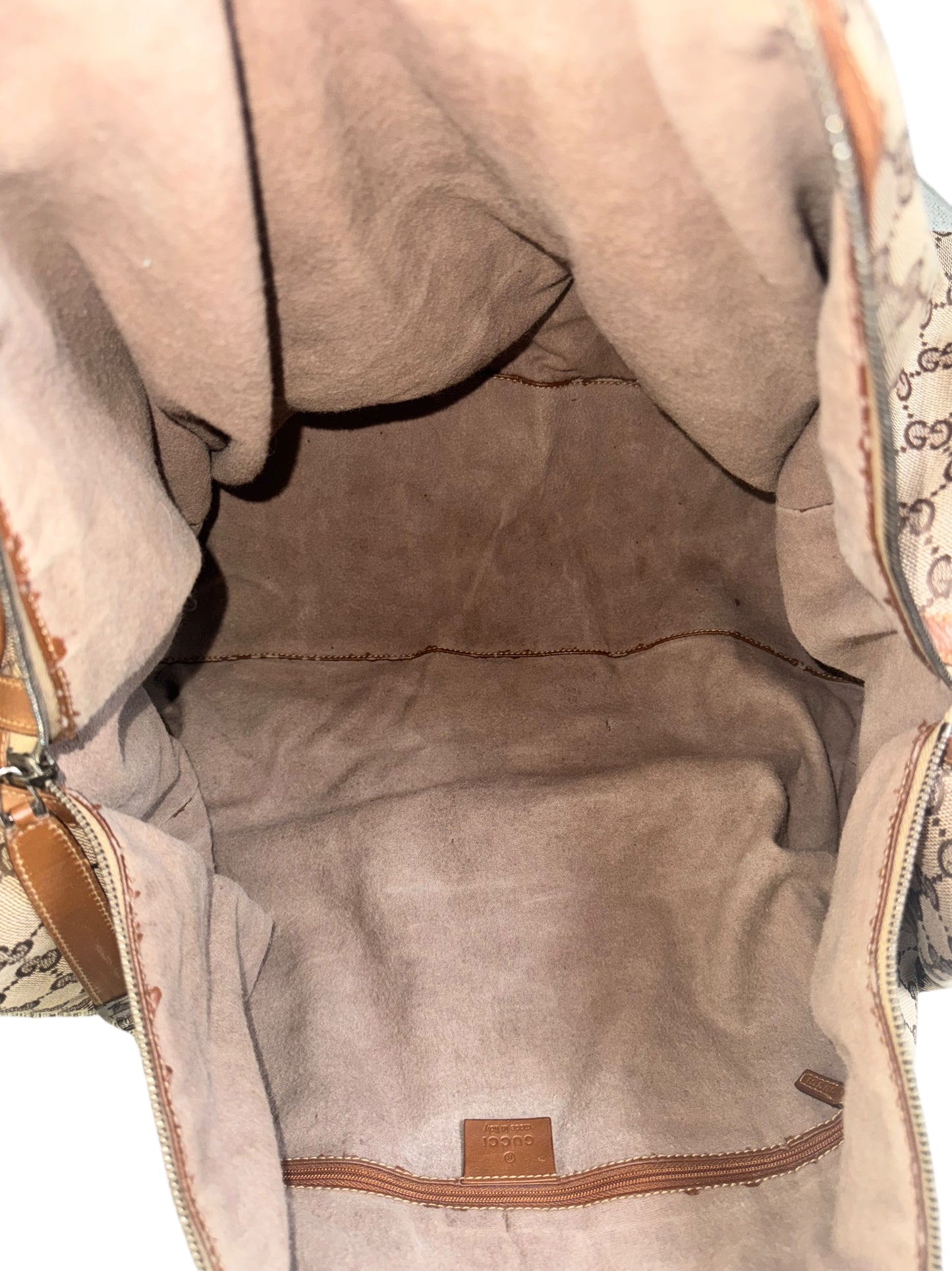 GUCCI Sherry Line GG Canvas Beige Large Duffle Bag