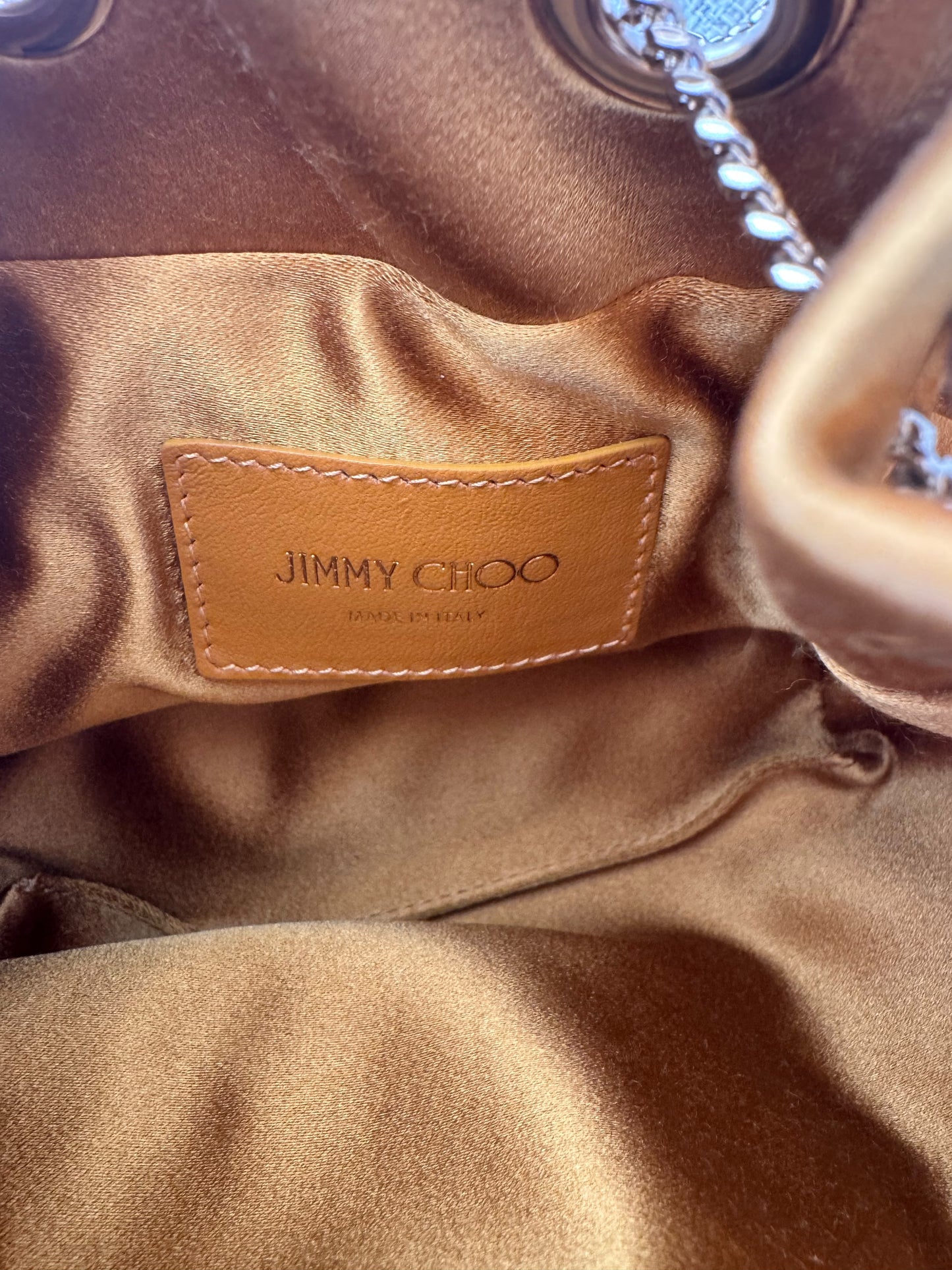 Jimmy Choo Satin Bijou BonBon Bucket Bag Chain
