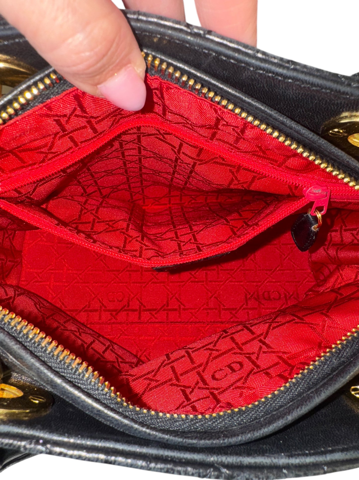 Christian Dior Leather Vintage Lady Dior Cannage Black