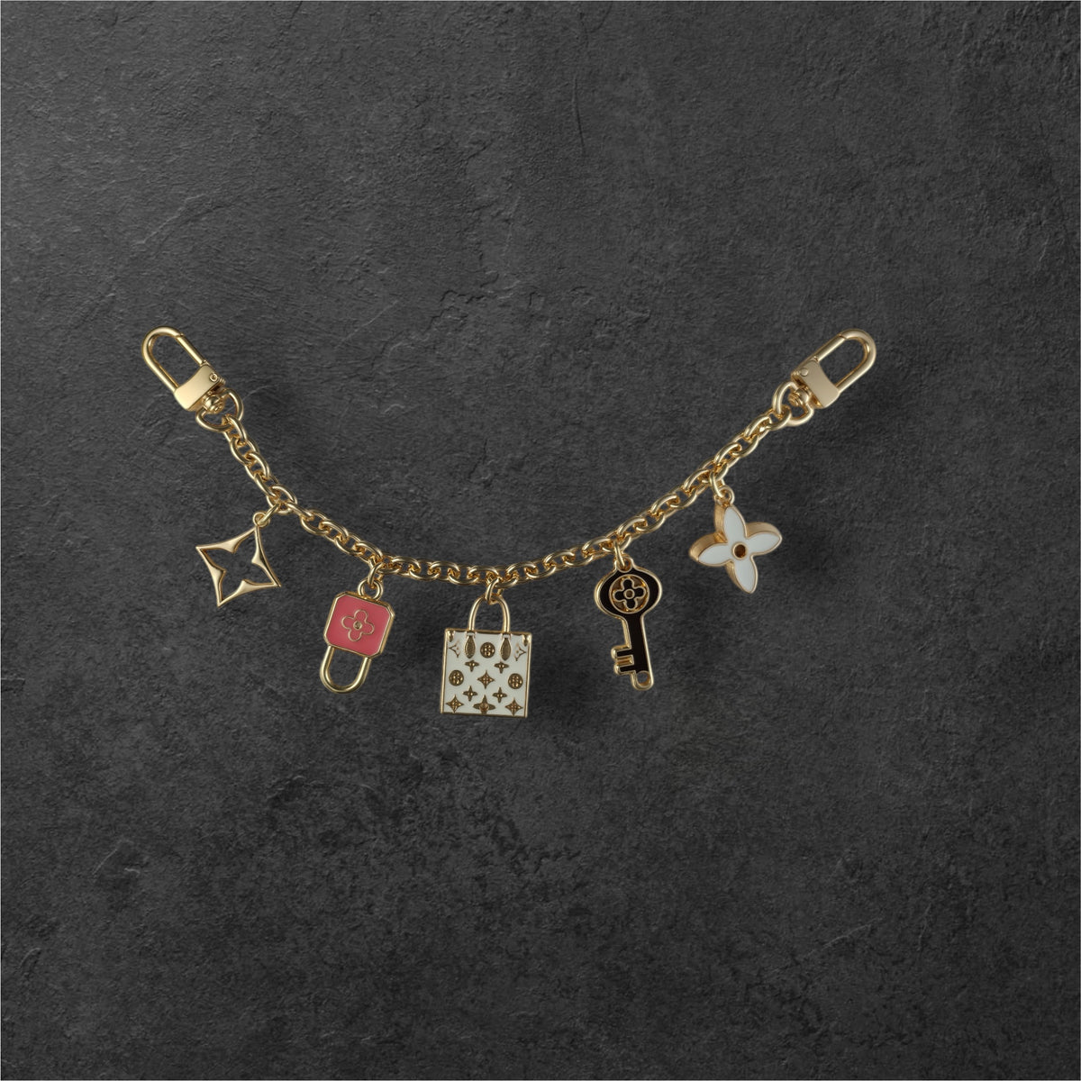 Non-Branded Golden Lock & Blossom Bag Charm