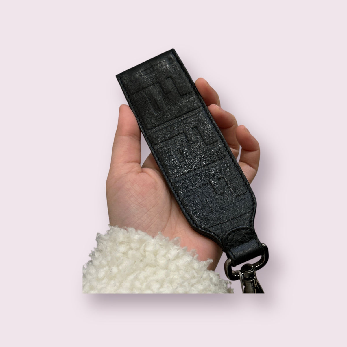 Fendi FF Leather Key Holder (Black)