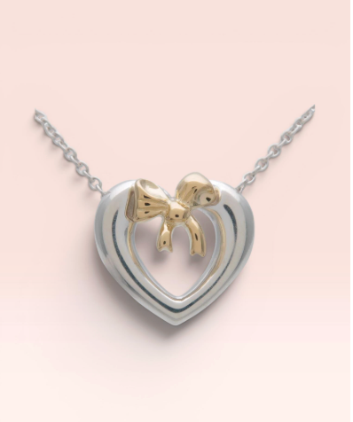 Tiffany & Co. Sterling Silver Open Heart Ribbon Necklace