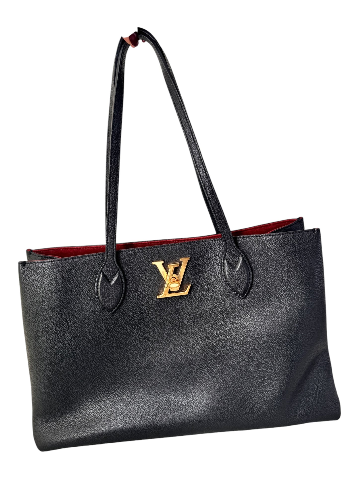 Louis Vuitton Grained Calfskin Lockme Shopper Tote (Black)