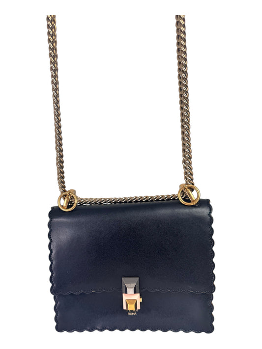 Fendi Kan Leather Shoulder/Crossbody Bag (Black)