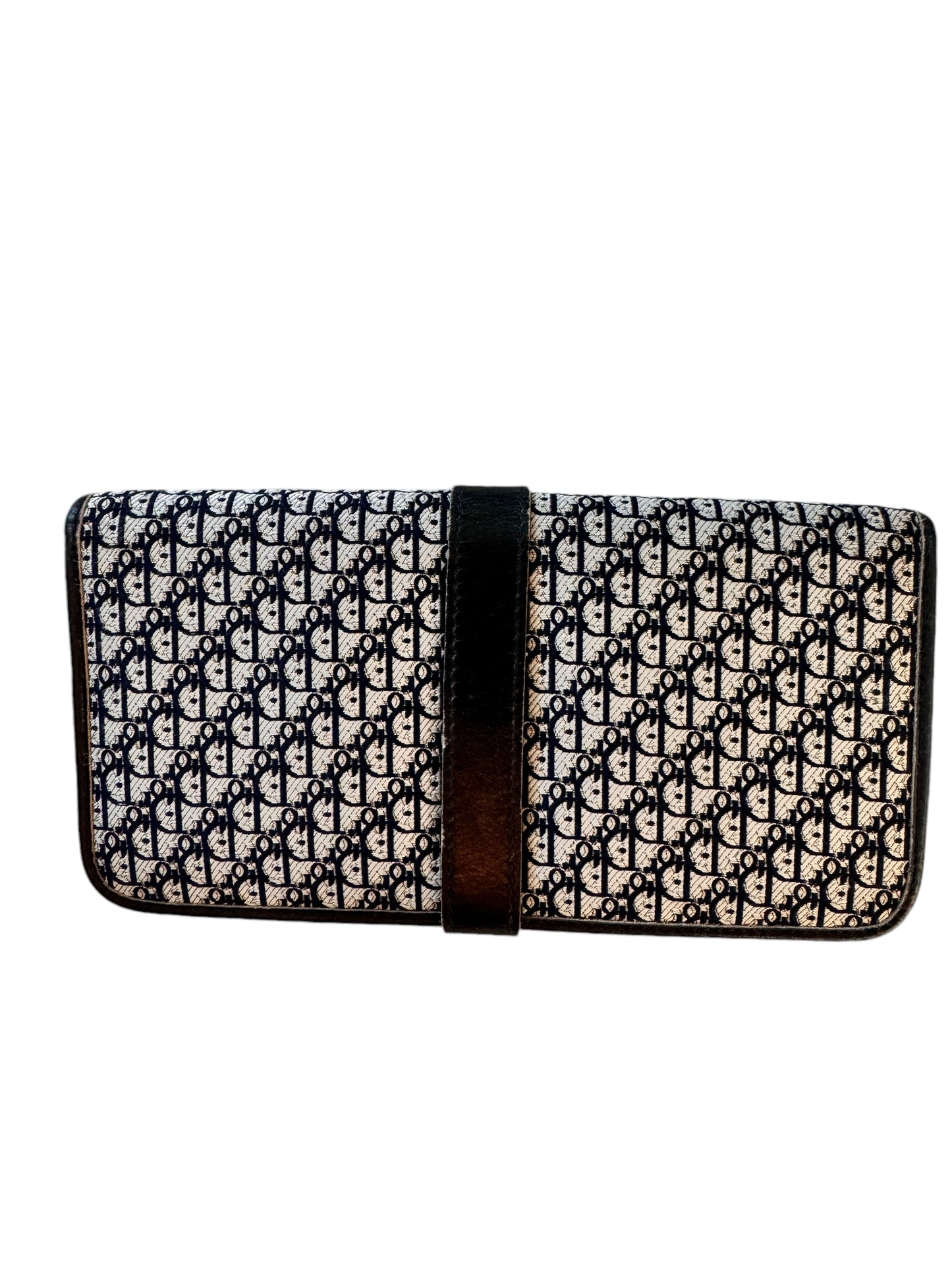 Christian Dior Navy Canvas Leather Trotter Vintage Wallet