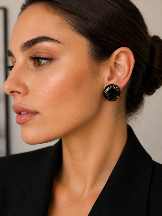 Chanel Button Clip On Vintage Earrings 1997