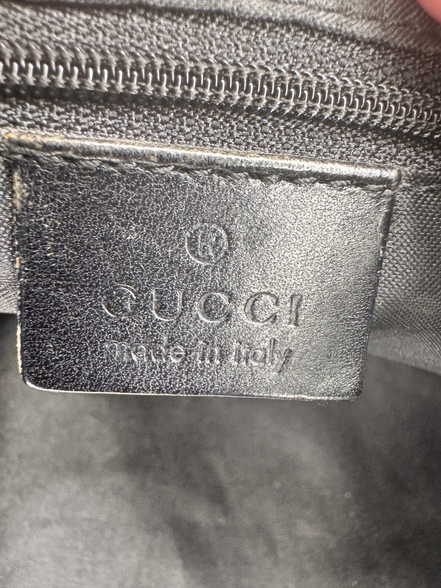 Gucci Black Monogram Suede Hobo Shoulder Bag