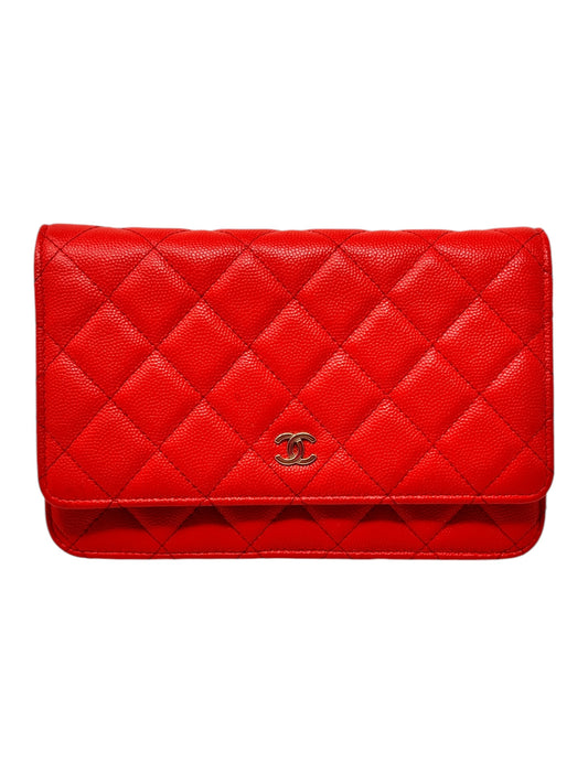 Chanel Caviar Wallet on Chain Caviar (RED)