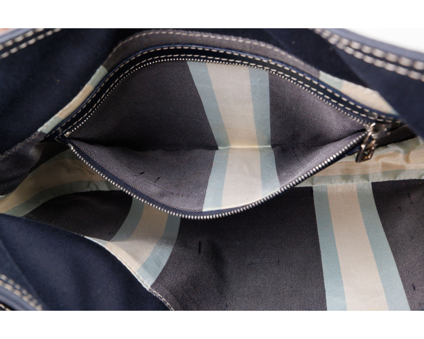 FENDI Denim/Navy Shoulder Bag With Marble Plated Logo
