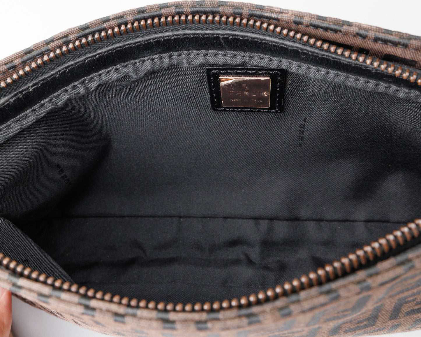 FENDI Zucca Canvas Leather Shoulder Bag Brown/Black