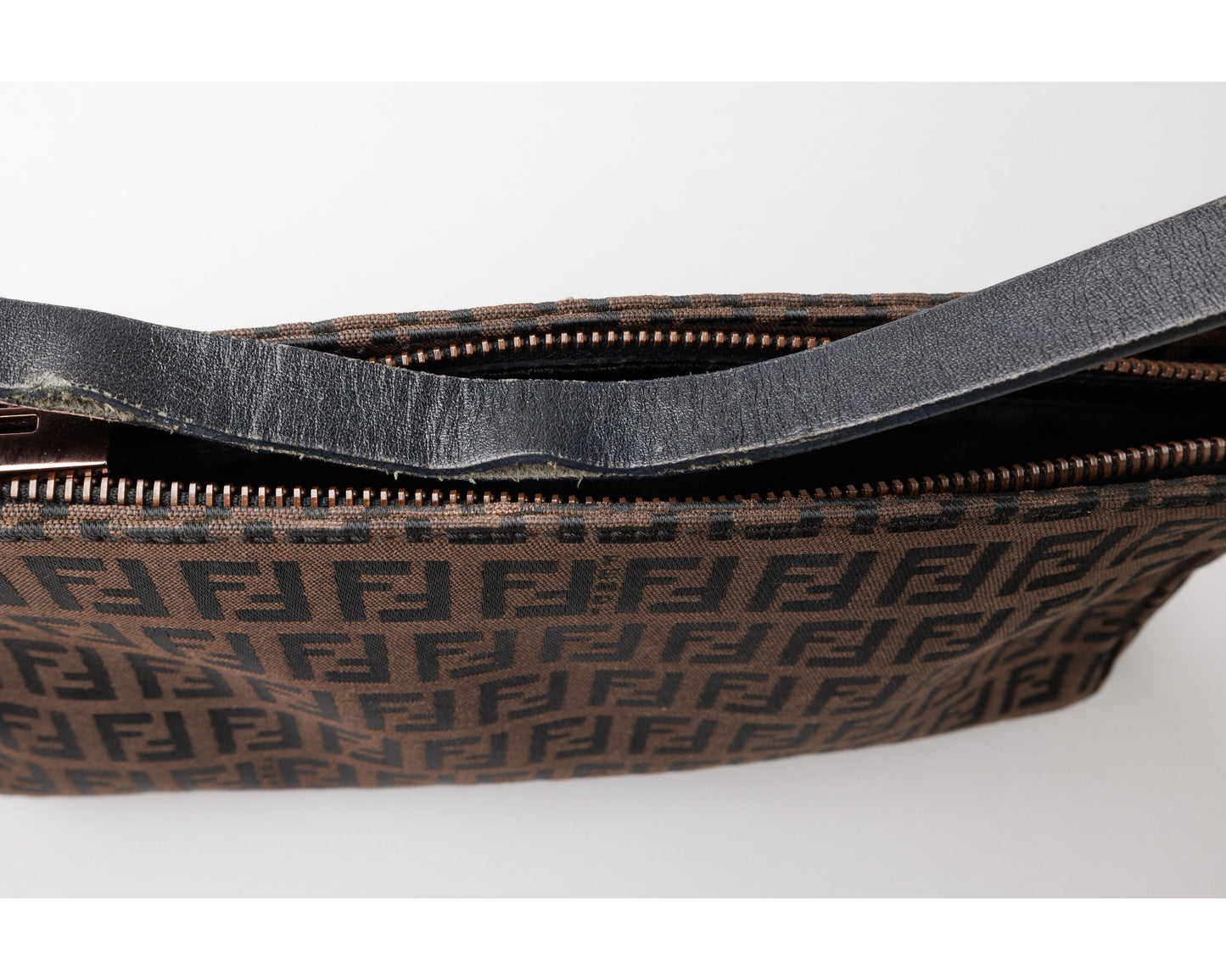 FENDI Zucca Canvas Leather Shoulder Bag Brown/Black
